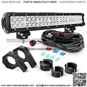 20 Inch 126W Spot Flood Combo LED Light Bars Off-Road Light Mounting Bracket Horizontal Bar Tube Clamp with Off Road Wiring Harness