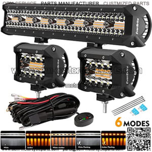 420W 20 Inch Led Light Bar, 2PCS 60W 4 Inch Led Pods, White Amber Strobe 6 Modes with Memory Function, Off Road 12V Led Lights for Trucks Car ATV SUV Cabin Boat, 16AWG Wiring Harness Kit