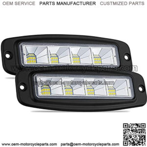 Flush Mount LED Pods, ADZOON 2Pcs 7 Inch 144W Flood Bumper Driving Light Backup Reverse Light Grill Mount Light for Truck 4X 4 Off Road ATV SUV UTV 4W