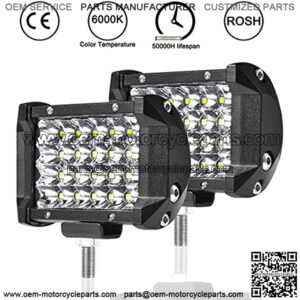 LED Light Pods 4 inch Spot & Flood Combo Light 4-Row Super Bright Off-Road Bars 240W 15000LM Waterproof Work Light 9V-30V Driving Work Fog Light for Trucks ATV UTV SUV Boats Headlights