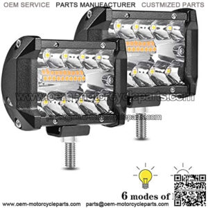 LED Pods ,4 Inch Automotive Off Road Light ,12V Flood Work Driving Lights bar 60W Triple Row Spot Flood Combo IP68 Waterproof Amber Fog Lamps for Pickup Truck Car Tractor SUV ATV UTV Boat