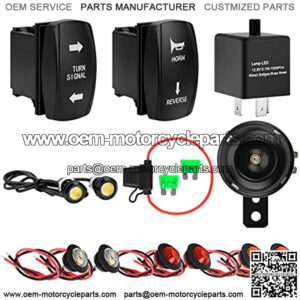 Turn Signal Kit, UTV ATV SXS Rocker Switch Turn Signal Light Horn Flasher Relay Kit Compatible with Golf Cart, Dirt Bike, Polaris, Pioneer, Can-Am, Kawasaki, Arctic Cat Universal Street Legal Kit