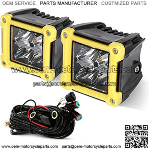 Yellow LED Light Bar 2PCS 3inch Spot Light Hyper Beam 40W Light Pods LED Cube Light Offroad Spot Lights 4800LM Driving Fog Light for Pickup Truck UTV ATV Car Jeep