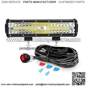 12Inch 300W Triple Row Led Light Bar Spot Flood Combo Driving Lighting Off Road Lights Led Lamp Working Light with 16AWG Wiring Harness for Truck Golf Cart SUV ATV UTV Boat, 2 Years Warranty