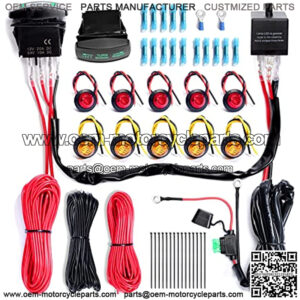 ATV UTV Turn Signal Kit with Turn Signal Rocker Switch Compatible with Polaris RZR Ranger Turbo Can-Am Street Legal Kit, Side by Side Turn Signal Light Kit (Vertical&Horizontal Non-Backlit Green)