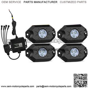 RGB LED Rock Lights Kit, 4 pods Underglow Multicolor Neon Light Pod with Bluetooth App Control Flashing Music Mode Wheel Well Light for Truck ATV UTV RZR SUV