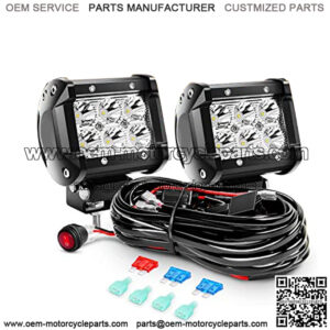 ZH009 LED Light Bar 2PCS 18W Spot Off Road Lights with 16AWG Wiring Harness Kit-2 Lead, 2 Years Warranty.