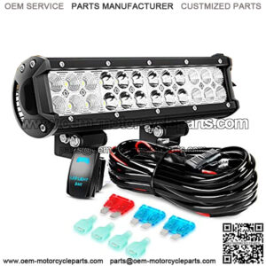 ZH084 LED Light Bar 1PC 12Inch 72W Spot Flood Combo LED Off Road Lights 12V 5Pin Rocker Switch LED Light Bar Wiring Harness Kit- 2 Leads, 2 Years Warranty