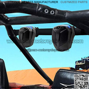 ATN4 All-in-One Built-in Amplifier Waterproof 5" Full Range Bluetooth ATV RZR UTV Stereo Speakers Audio Amp System,1.5 to 2" Rollcage Bar Mount Yamaha Polaris 4 Wheeler Can-Am FM Radio USB