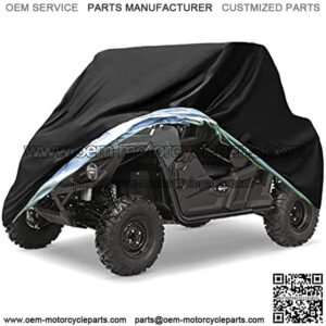 UTV Covers, Side by Side Cover Waterproof 300D Heavy Duty Outdoor Storage Waterproof Black for Honda Pioneer Polaris Ranger Protect Sun Dust Rain 114.17" x 59.06" x 74.80" (290 150 190 cm)