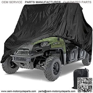 Waterproof UTV Cover,Heavy Duty Oxford Cloth for Polaris RZR Yamaha Can-Am Defender Kawasaki Ranger Cover 2-4 Passenger Black Protects 4 Wheeler Integrated Trailer System,115" x 60" x 75"