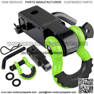 Tow Hitch Receiver 2", 45,000 Lbs Break Strength Heavy Duty Receiver with 5/8" Screw Pin, 3/4 Shackle, Towing Accessories for Vehicle Recovery Off-Road Green&Black