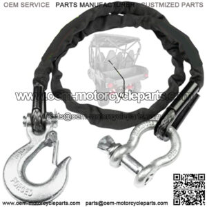 Original 4ft ATV Recovery Strap with Winch Hook and D Ring Shackle, Tow Rope for Four Wheeler, Quad, 12,300lb Synthetic Rope with Loops, Premium Mudding Accessories