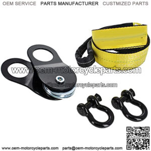 Offroad Recovery Kit - 8ft Tow Strap with Winch Accessories 20,000lbs Snatch Block and 2pk D Ring Shackles