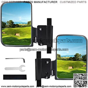 Only Fit 0.75 & 1 Inch Square Strut, No-Drilling Required Golf Cart Side Mirror Kit for EZGO Yamaha Club Car Star Zone Carts Adjustable One Pair Golf Cart Folding Rear View Mirrors Set