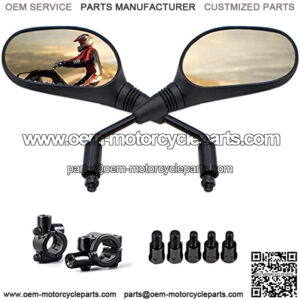 ATV Mirrors Universal 8mm 10mm Bolt 7/8 Inch Handle Bar Mount Clamp Motorcycle Convex Rear View Mirror fit Honda ATV Dirt Bike Scooter Kawasaki Cruiser Suzuki Victory and More