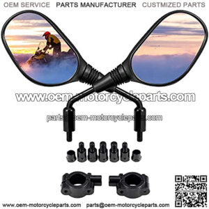 ATV Mirrors, 8MM10MM Motorcycle Mirrors for Handlebar ATV Accessories Compatible with Scooter Snowmobile Mope, 360 Degrees Ball-Type Adjustment