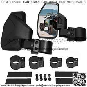 Offroad UTV Side Mirror Kit (2 Pack) Fits 1.6"- 2" Round Roll Cage Bar, Side UTV Mirrors w/ Break Away & Adjustable Design - High Impact Shatter Proof Tempered Glass (Driver/Passenger Side)