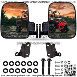 Ranger 1000 XP UTV Rear View Side Mirror Compatible with Polaris RANGER XP 1000, RANGER CREW XP 1000 2018 2019 2020 2021 2022 ( Fit For Factory Doors Installed )