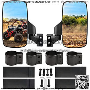 Upgraded Adjustable Pair UTV Side Mirror Set 1.75 or 2inch Roll Bar Cage, Universal UTV Side View Mirrors High Impact(Pack of 2)