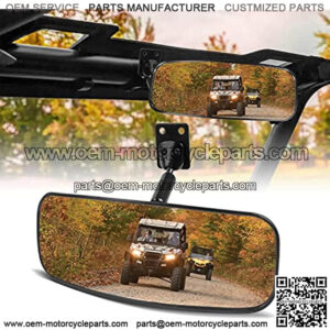 UTV Defender Center Rear View Mirror And 1.75"-2" Roll Bar Mount Compatible With Can-Am Defender HD 5/ 8/ 10/ MAX 8/ MAX 10 And Polaris RZR Can-Am Maverick Honda Pioneer Kawasaki Teryx