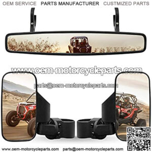 UTV Offroad Side Rear View Mirror And Center View Mirror With 1.75" to 2" Roll Bar Cage Mount Compatible with Polaris RZR Can-Am Maverick Commander Yamaha wolverine Honda Pioneer Kawasaki Teryx