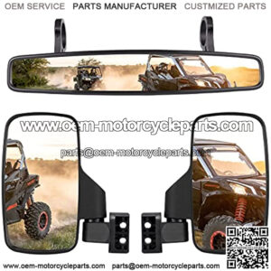 UTV Rear Side View Mirror and Center Mirror for 1.75" Roll Cage Bar Mount Compatible with Yamaha YXZ, Polaris RZR 800 1000 Turbo PRO XP Honda Pioneer 1000 Kawasaki Teryx Arctic Cat Wildcat