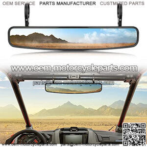 UTV Rearview Mirror, 15" UTV Race Convex Center Mirror with 3/4 1.75" or 2" Clamps Compatible with Polaris RZR PRO XP R, Pioneer, CFMOTO ZFORCE, Can Am Commander Maverick, 1000R 1000X.