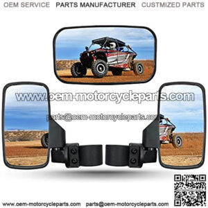 UTV Rearview Side Mirror And Center Mirror Set 1.6" - 2" Bar Compatible with Polaris RZR Ranger Can-Am Maverick Yamaha Kawasaki Honda Pioneer Talon Arctic Cat