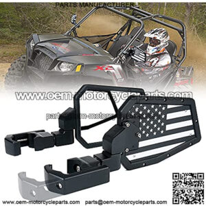 UTV Side Mirrors fits 1.75"-2 Inch Roll Bar Cage, Heavy-Duty Aluminum Rear View Mirror Adjustable Bracket for Off-Road, Side by Side, Polaris RZR XP Turbo, Can-Am Maverick X3 (America Flag)
