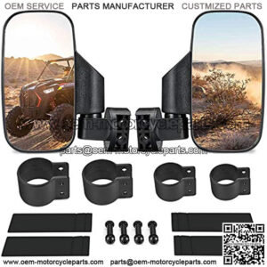 UTV Side Mirrors with 1.75" -2" Roll Bar Cage, UTV Mirrors 360 Degree Adjustable SXS Mirrors Compatible with Polaris RZR Kawasaki Teryx Mule Pioneer Yamaha YXZ