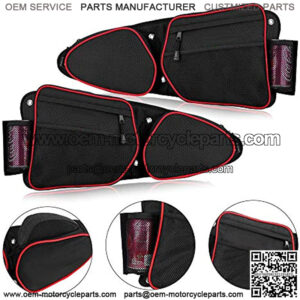 Door Bags Compatible with RZR, 2PCS Red Storage Bag Compatible with RZR Front Side Door with Knee Pad Compatible with 2014-2023 Polaris RZR XP 1000 Turbo 900XC S900(See Video for Instruction)