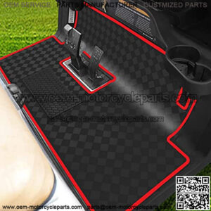 Golf Cart Mat Full Coverage Floor Liner for Club Car Precedent (2004-2022), Onward & Tempo (2017-2022), Villager & V4L (2019-2022), Non-Slip and Easy to Clean - Black Trim/Red Trim