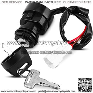 Motorcycle Ignition Switch with 2 Matching Keys, 2 Wire Ignition Switch, Universal Ignition Key Switch 2 Position Ignition Switch Assembly for Yamaha YFM 350 Bruin 660R 700R Raptor 350X Warrior