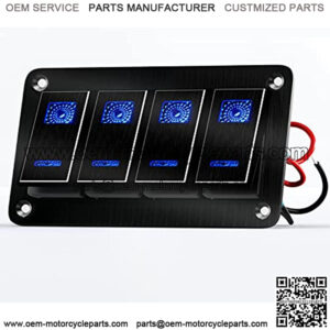 RV Toggle Rocker Switch Panel Brushed Metal 4 Gang Aluminum ON/Off Switches Blue Backlit Switch for Pickup Automotive Car Marine Boat Black??