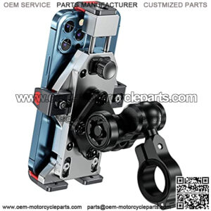 Aluminum Alloy Motorcycle Phone Mount with Vibration Dampener & High-Speed Secure Lock, BRCOVAN One-Push Automatically Lock Bike Scooter ATV Handlebar Cell Phone Holder for 4.7"-7.2" Phones