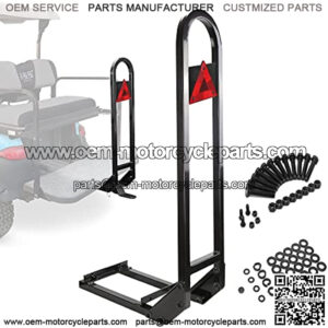 Golf Cart Universal Rear Seat Safety Grab Bar Fits Yamaha, EZGO, Club Car, Rear Hand Rail with Safety Triangles Red Directive Design