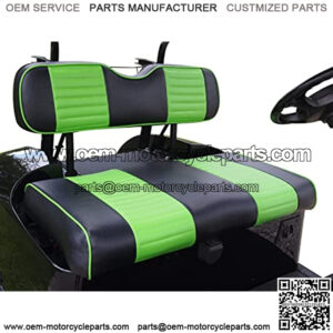 4PCS Golf Cart Front/Rear Seat Covers for EZGO Freedom TXT 2014+, Valor Gas and Electric Models Custom Fit Two-Tone Black with Lime Green Stripe & Piping, Marine Grade Vinyl, Staple On Design.