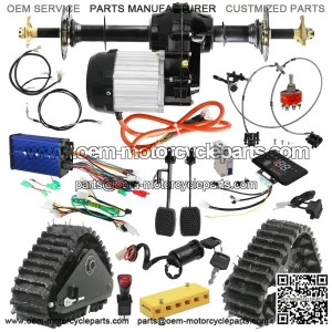 72V 1500W Differential Motor Rear Axle Kit with Snow Sand Tracks for Electric ATV Golf Cart Go Kart