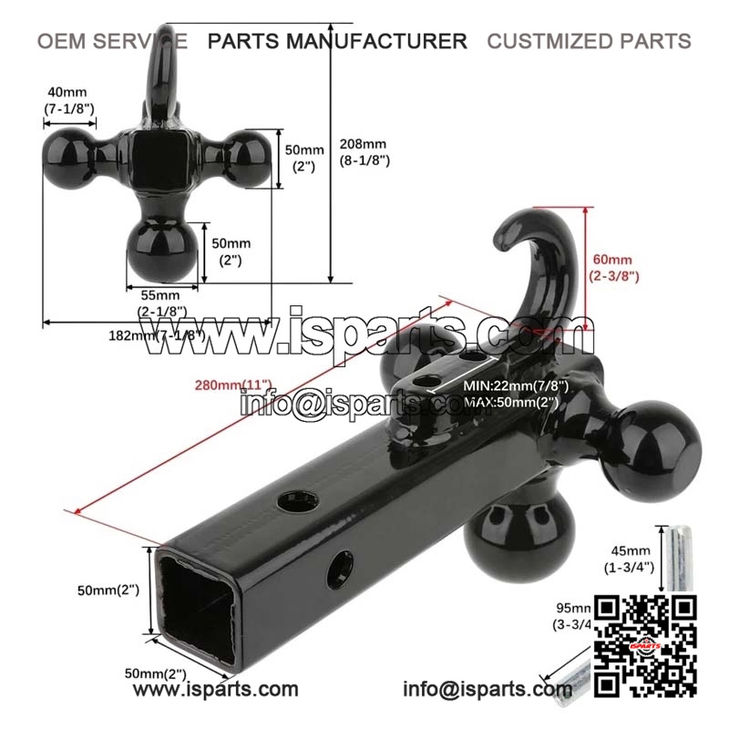 2" Trailer Tow Hitch Receiver for Silverado 1500/2500HD/3500HD - 3-Ball Hook Mount
