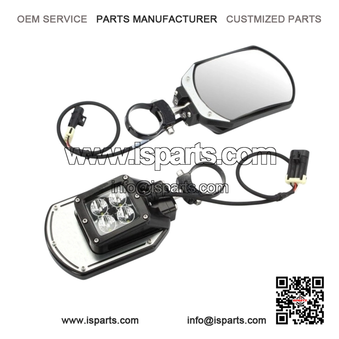 Side Mirrors with Amber Light & Rigid Front Light for Kawasaki Mule/KRX/Teryx