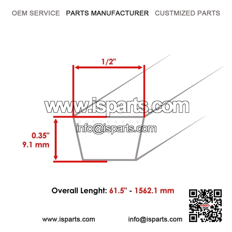 61" x 1/2" Drive Pump Belt for Scag STC48, SMTC-48, STC52 ?C Replaces 482716, 482531 - Image 2