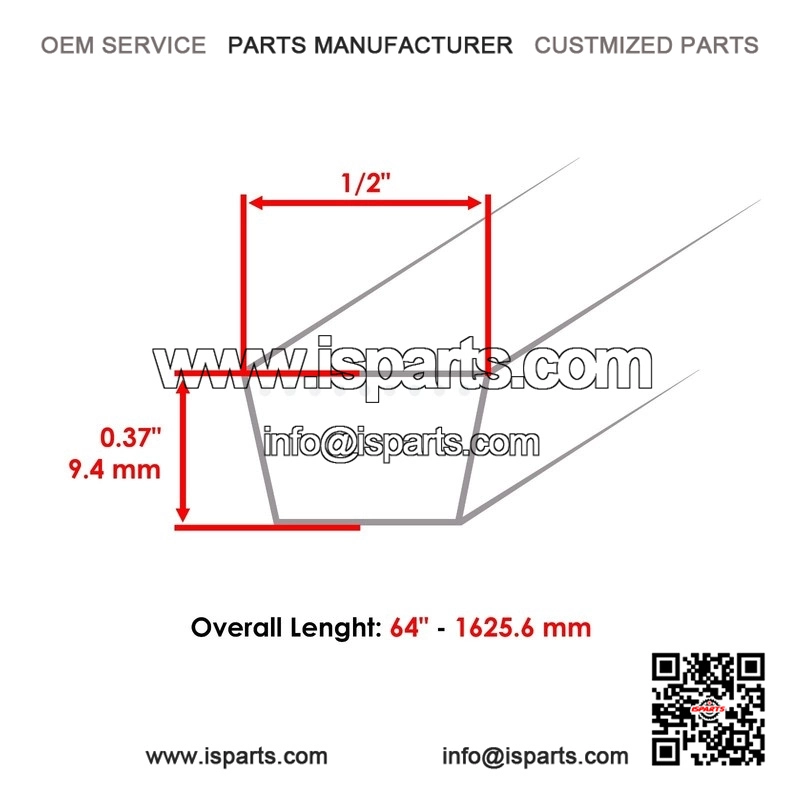 64" x 1/2" Deck Drive Belt for MTD, Troy-Bilt & Cub Cadet ?C Replaces 754-04145 - Image 2