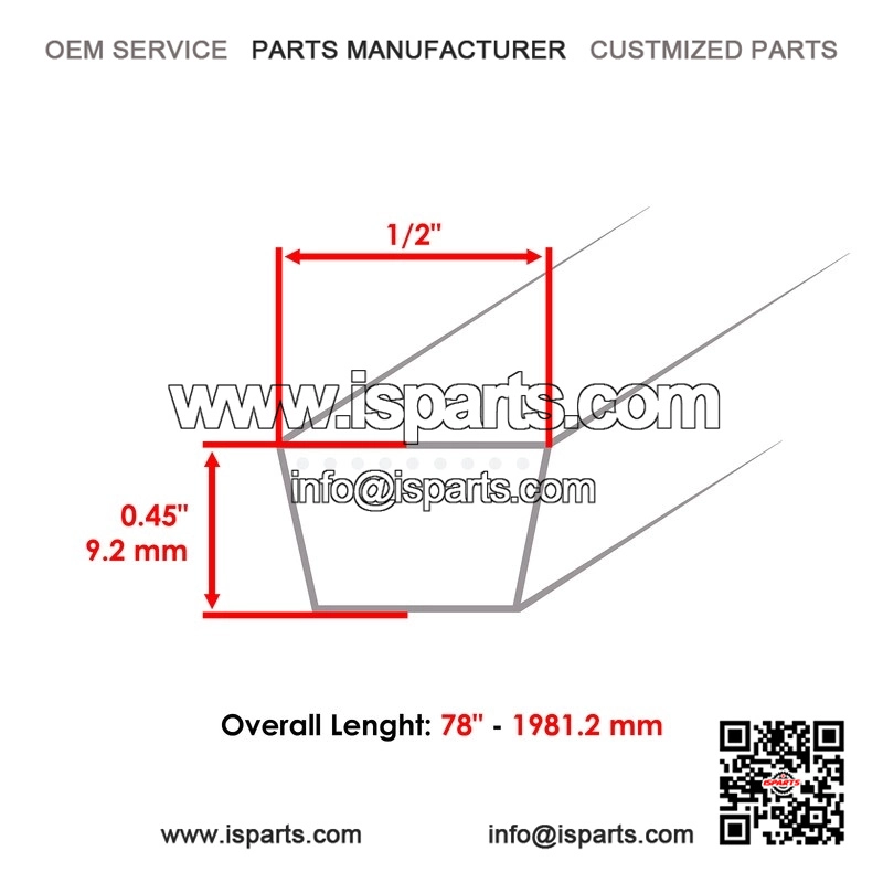 78" x 1/2" Drive Belt for White Outdoor P616, Q62GP, SLT-5400 - Image 2