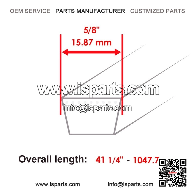 41-1/4" x 5/8" Upper Drive Belt for MTD ?C Replaces 754-04208, 954-04208 - Image 2