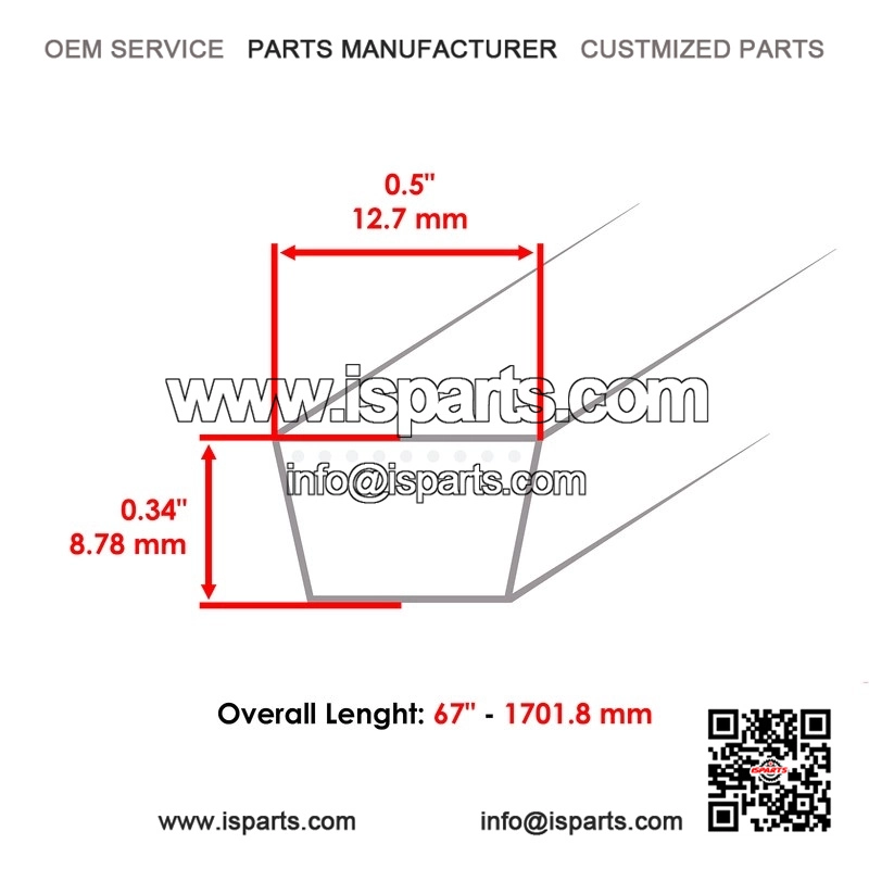 67" x 1/2" Deck Belt for Cub Cadet & MTD ?C Replaces 754-04317, 954-04317A - Image 2