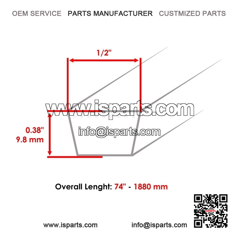 44-Inch Deck Belt Set for MTD White Outdoor LT-140 (1985-1988) - 1/2 x 52" & 1/2 x 74" - Image 2
