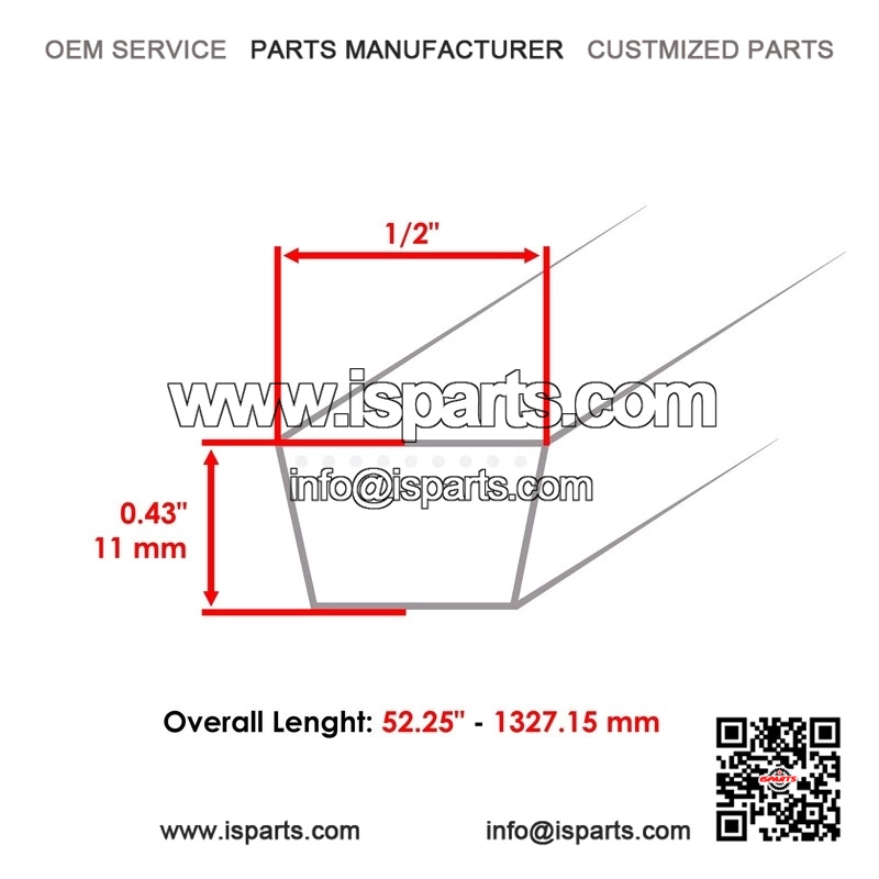 44-Inch Deck Belt Set for MTD White Outdoor LT-140 (1985-1988) - 1/2 x 52" & 1/2 x 74" - Image 3