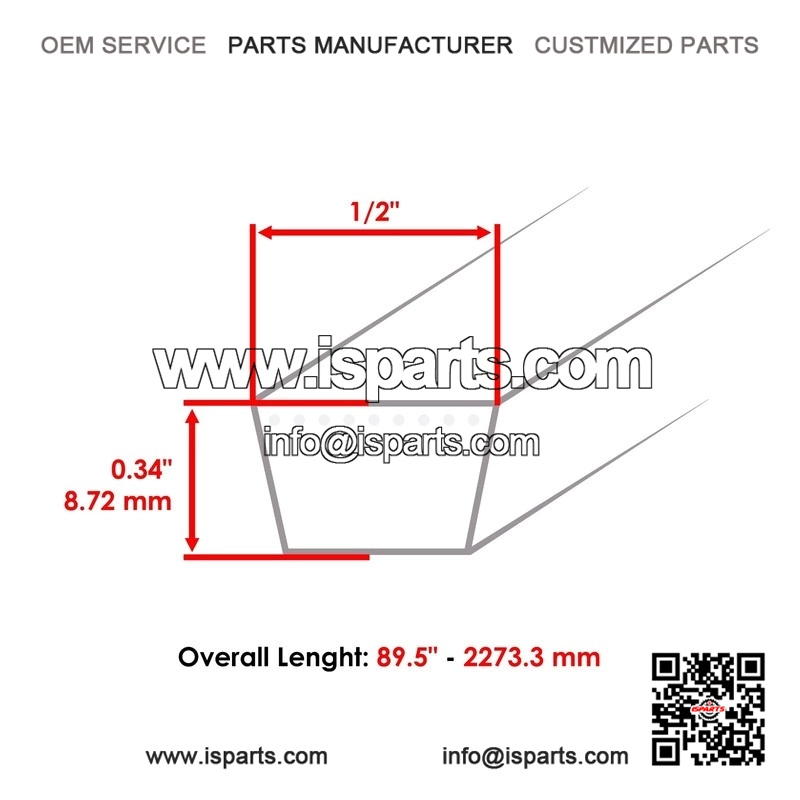89.5" x 1/2" Deck Belt for Snapper HZ14380 HZS14380 HZS14381 SZT18386 Models - Image 2