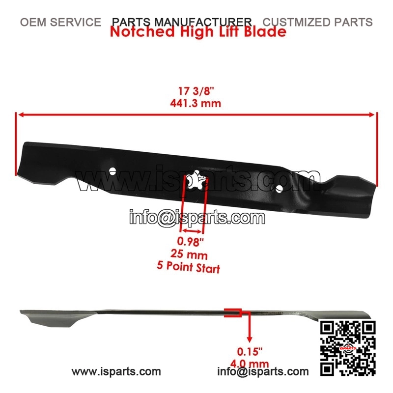 17-3/8" 5-Point Star Notched High-Lift Blade ?C Fits 50" Deck Husqvarna & Poulan - Image 2